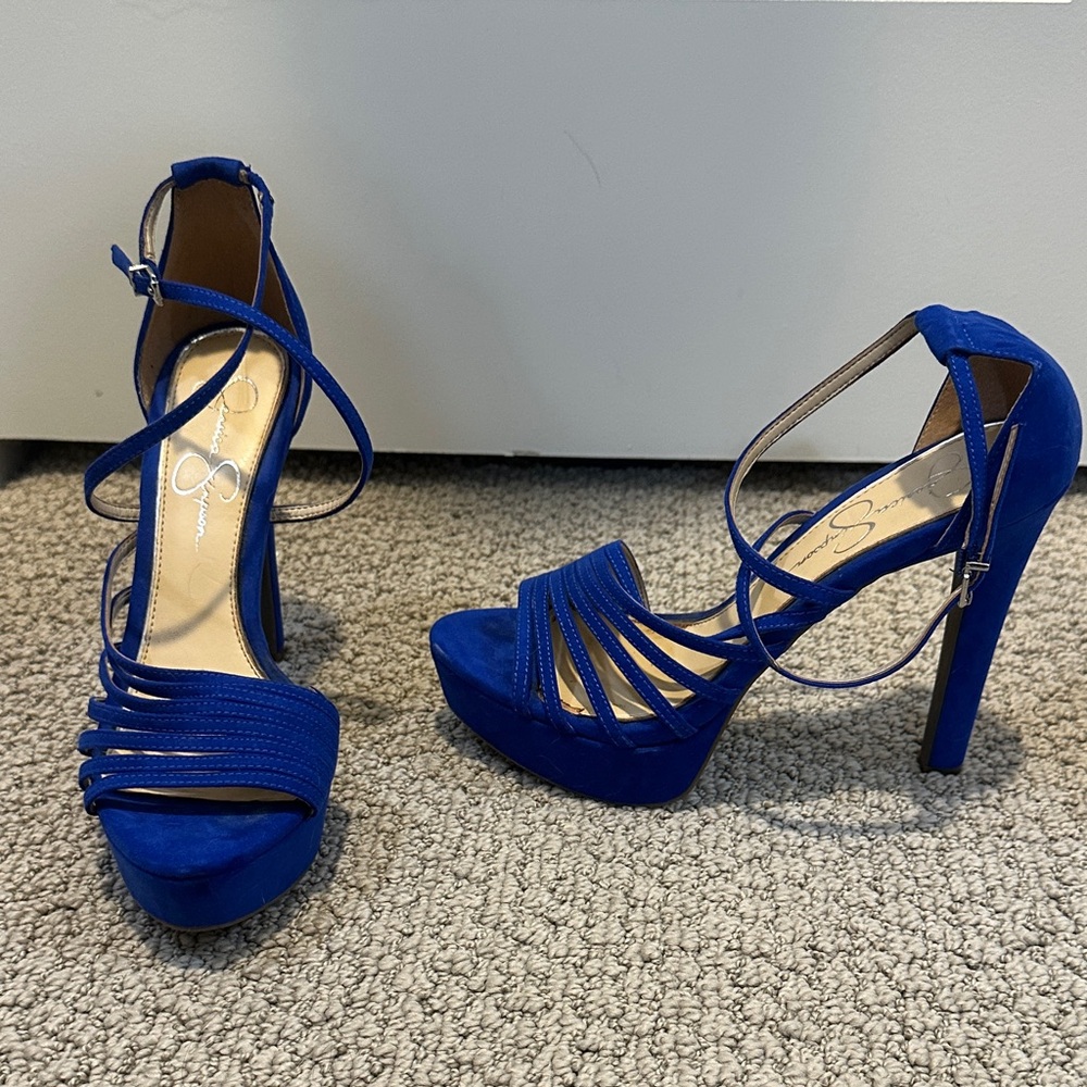Vibrant Blue Strappy Heels